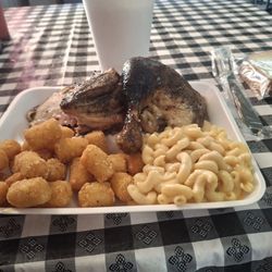 Bones Backstreet BBQ Jemison - Half chicken with tater tots and mac and cheese