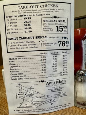 Menu photo 3 Anna Mae's Bakery & Restaurant Millbank, ON