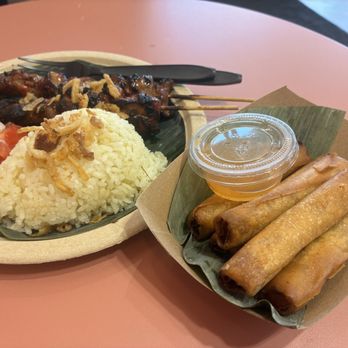 Mano Po - Bbq on a stick platter and lumpia - Filipino Near Me - Los Angeles, California Mano Po - Bbq on a stick platter and lumpia - Filipino Near Me - Los Angeles, California