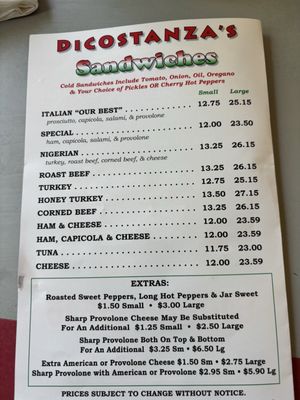 Menu photo 1 Dicostanza Sandwich Marcus Hook, PA Menu photo 1 Dicostanza Sandwich Marcus Hook, PA