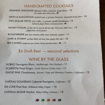 FIGS - Cocktail menu - Mediterranean Near Me - Jackson, Wyoming