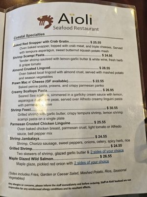 Menu photo 3 Aioli Seafood Restaurant Parksville, BC