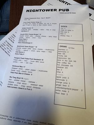 Menu photo 2 Hightower Pub Anchorage, AK
