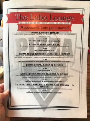 Menu photo 2 The Lobo Lounge Evansville, IN