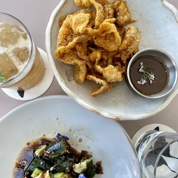 Piccalilli - HH crispy chicken skin $7 & cucumber salad. $7 - Asian Fusion Near Me - Culver City, California