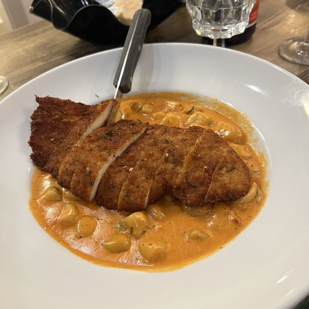1731 Restaurant - Chicken cutlet atop gnocchi with vodka sauce (my husband's odd creation) - Italian Near Me - Philadelphia, Pennsylvania 1731 Restaurant - Chicken cutlet atop gnocchi with vodka sauce (my husband's odd creation) - Italian Near Me - Philadelphia, Pennsylvania