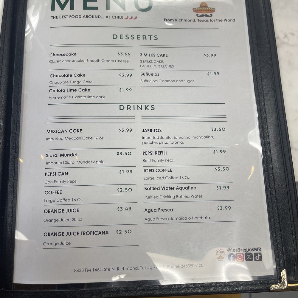 Los 3 Regios Mexican Restaurant - Menu - Tacos Near Me - Richmond, Texas Los 3 Regios Mexican Restaurant - Menu - Tacos Near Me - Richmond, Texas