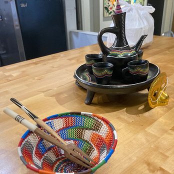 Yay Beignet - Ethiopian Coffee setup - Coffee & Tea Near Me - Hapeville, Georgia