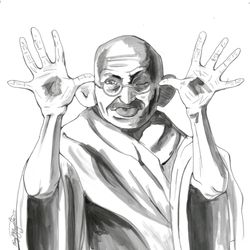 OMG Studios - Kara's whimsical portrait of Gandhi available on t-shirts