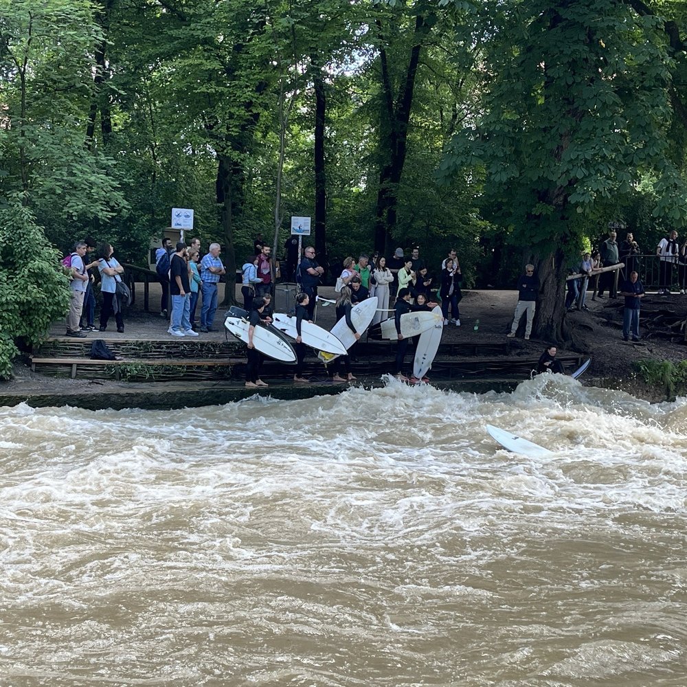 Eisbach-Welle - View from one side - Landmarks & Historical Buildings Near Me - Munich, BY Eisbach-Welle - View from one side - Landmarks & Historical Buildings Near Me - Munich, BY