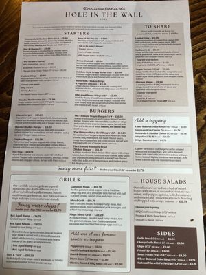 Menu photo 1 The Hole In The Wall York, YOR