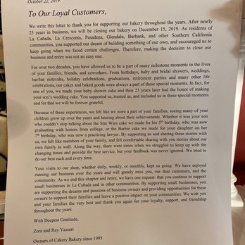 Cakery Bakery - Closing on December 15, 2019 - Bakeries Near Me - La Cañada Flintridge, California