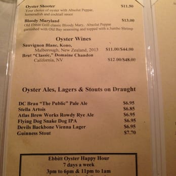 Old Ebbitt Grill - Oyster menu - Bars Near Me - Washington, DC, District of Columbia Old Ebbitt Grill - Oyster menu - Bars Near Me - Washington, DC, District of Columbia