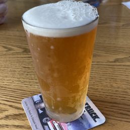 Elysian Space Dust IPA in a frosty pint glass. Elysian Space Dust IPA in a frosty pint glass.