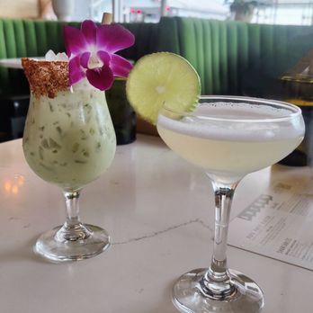 Anthem - Brazilian Matcha Lemonade With Tajin Rim & EXSW Margarita - American Near Me - Austin, Texas Anthem - Brazilian Matcha Lemonade With Tajin Rim & EXSW Margarita - American Near Me - Austin, Texas