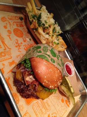 Photo of Dave's - San Francisco, CA, US. super duper burger with garlic fries.