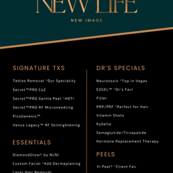 New Life New Image - 2025 New Life New Image Menu. Wrinkle Treatments, CO2, Prf