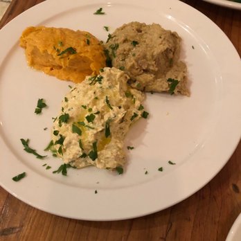 Kanella - Three dip trio: lentil, sweet potato and sun-dried tomato and artichoke - Mediterranean Near Me - Philadelphia, Pennsylvania Kanella - Three dip trio: lentil, sweet potato and sun-dried tomato and artichoke - Mediterranean Near Me - Philadelphia, Pennsylvania