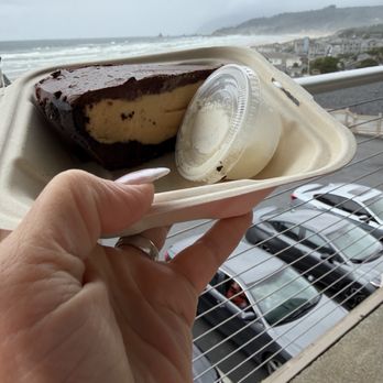 Lazy Susan Cafe - Peanut butter pie to go with homemade whipping cream on the side, eaten from the balcony of our hotel room. - Waffles Near Me - Cannon Beach, Oregon Lazy Susan Cafe - Peanut butter pie to go with homemade whipping cream on the side, eaten from the balcony of our hotel room. - Waffles Near Me - Cannon Beach, Oregon