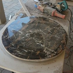 Rock Doctor - mid fabrication of round table.