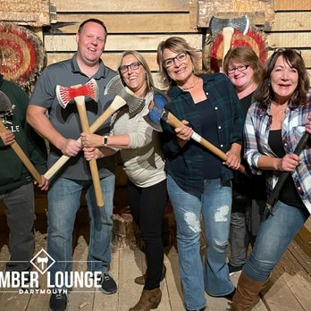 Timber Lounge Axe Throwing - a group of people holding axes - Lounges Near Me - Dartmouth, Nova Scotia Timber Lounge Axe Throwing - a group of people holding axes - Lounges Near Me - Dartmouth, Nova Scotia