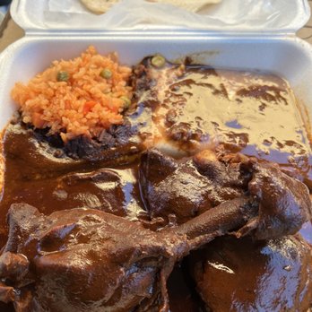 La Estancia Mexican Restaurant - Chicken Mole with Rice n Beans/ handmade corn tortillas! Very good!! - Mexican Near Me - Glendale, California