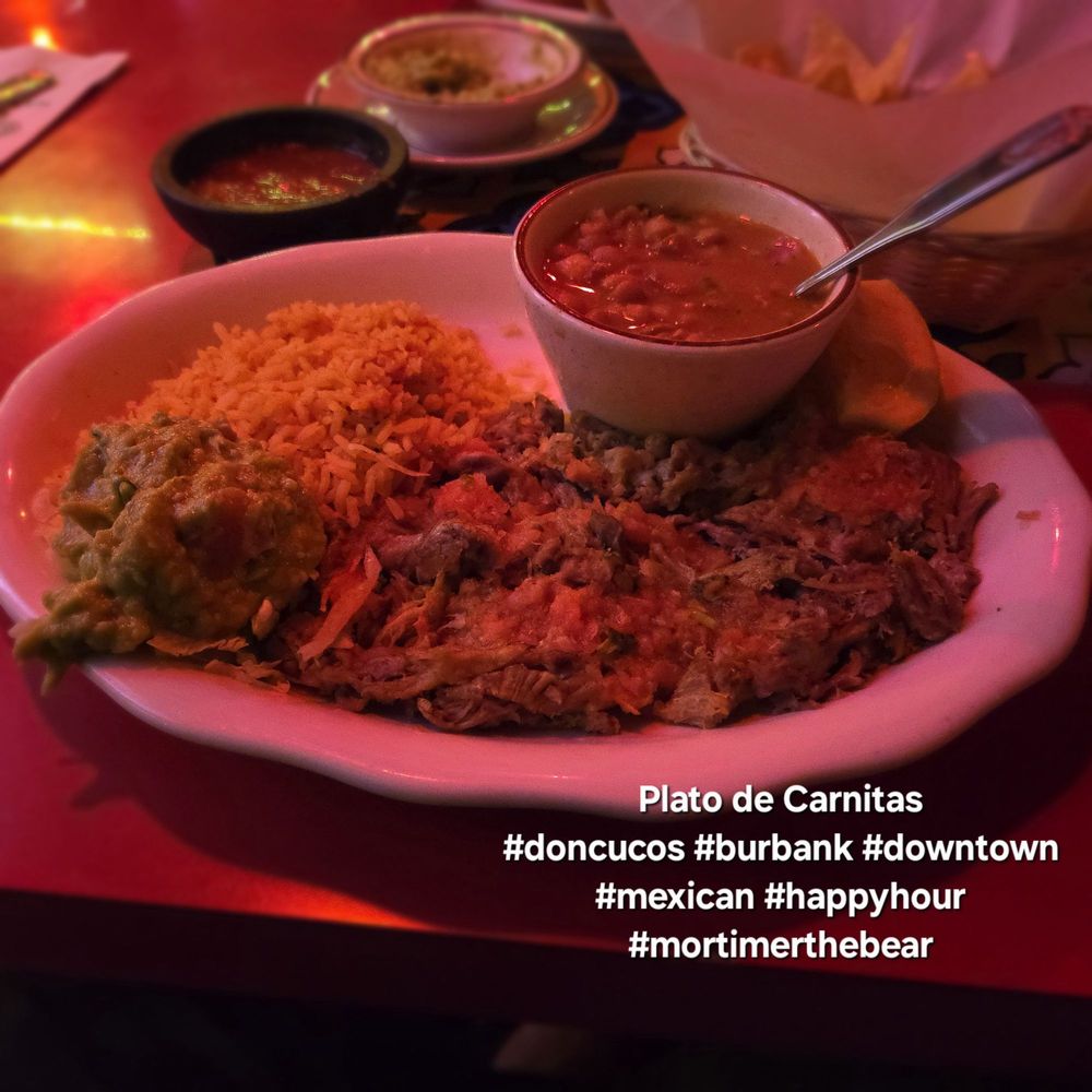 Don Cuco Mexican Restaurant - Plato de Carnitas was fuego! Moist and succulent Carnitas is served with soup or salad, guacamole, beans and rice! #doncuco #burbank - Mexican Near Me - Burbank, California Don Cuco Mexican Restaurant - Plato de Carnitas was fuego! Moist and succulent Carnitas is served with soup or salad, guacamole, beans and rice! #doncuco #burbank - Mexican Near Me - Burbank, California