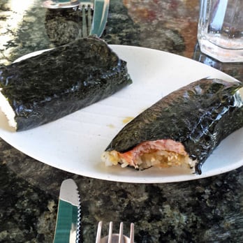 Tropix Hawaiian BBQ - Musubi -- grilled spam with teriyaki sauce, rice and wrapped in seaweed nori sheet - Hawaiian Near Me - Grand Junction, Colorado Tropix Hawaiian BBQ - Musubi -- grilled spam with teriyaki sauce, rice and wrapped in seaweed nori sheet - Hawaiian Near Me - Grand Junction, Colorado