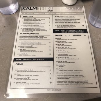 KALM Bistro - Menu. - Vietnamese Near Me - Johnson City, Tennessee