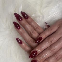 Almond Red Acrylic Nails Almond Red Acrylic Nails