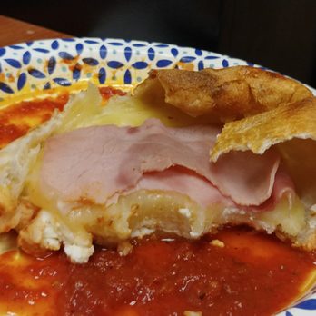Mangiamo - Really bad ham and cheese calzone a moment before I threw it away. - Pizza Near Me - Paramus, New Jersey