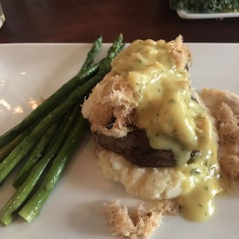 River's Edge Restaurant - 8oz filet Filet Oscar 8 oz Certified Angus Beef, with mashed Roasted Garlic Whipped Potato, garlic Asparagus - Steakhouses Near Me - Grants Pass, Oregon River's Edge Restaurant - 8oz filet Filet Oscar 8 oz Certified Angus Beef, with mashed Roasted Garlic Whipped Potato, garlic Asparagus - Steakhouses Near Me - Grants Pass, Oregon