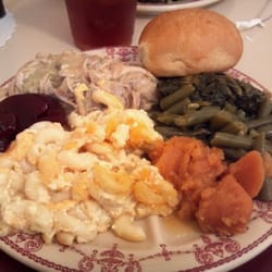 Geneva's - Turkey dressing collards and mac and cheese jr with sweet potatoes