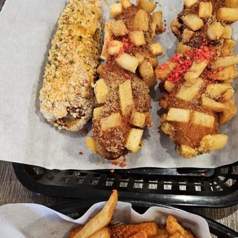 Two Hands Seoul Fresh Corn Dogs - Potato Dog, Elote and Kimchi Seasoning Fries - Hot Dogs Near Me - Northridge, California Two Hands Seoul Fresh Corn Dogs - Potato Dog, Elote and Kimchi Seasoning Fries - Hot Dogs Near Me - Northridge, California