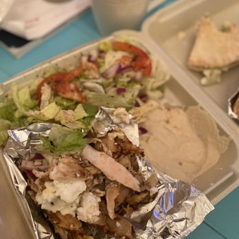 Shawarma on the Go - Chicky shawarm with hummus and salad - Mediterranean Near Me - New Orleans, Louisiana