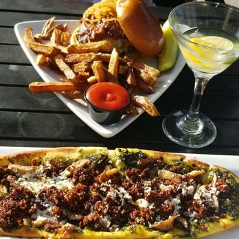 Babes Grill House - Pulled pork burger, fries, and sausage and mushroom flatbread - New American Near Me - Palmyra, Pennsylvania Babes Grill House - Pulled pork burger, fries, and sausage and mushroom flatbread - New American Near Me - Palmyra, Pennsylvania