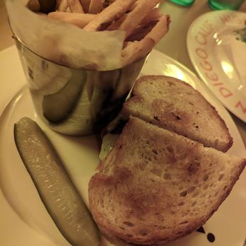 Beginner's Diner - Patty melt with pickle and fries - Diners Near Me - San Diego, California