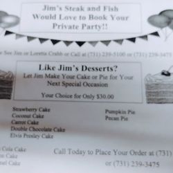 Jim's Steak & Fish - Menu 6/15/2024