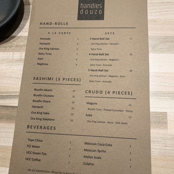 Handies Douzo - Menu - Sushi Bars Near Me - Houston, Texas Handies Douzo - Menu - Sushi Bars Near Me - Houston, Texas