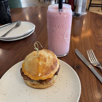 Morning Ritual - Bacon, egg, cheddar cheese biscuit. Strawberry banana smoothie. I was worried this would not be enough food but it was filling. - Coffee & Tea Near Me - Columbus, Ohio Morning Ritual - Bacon, egg, cheddar cheese biscuit. Strawberry banana smoothie. I was worried this would not be enough food but it was filling. - Coffee & Tea Near Me - Columbus, Ohio