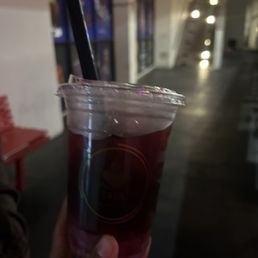 Hibiscus passion fruit tea with lychee jelly