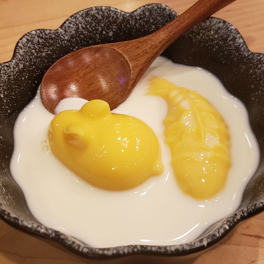 Tanaka Ramen - Traditional japanese egg pudding ($3): gelatinous molded animal shapes, taking a condensed milk bath - Ramen Near Me - Bolingbrook, Illinois
