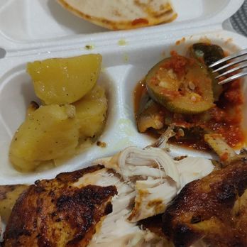 Athena Roasted Chicken - Half chicken with roasted potatoes and zucchini. - Greek Near Me - Maitland, Florida