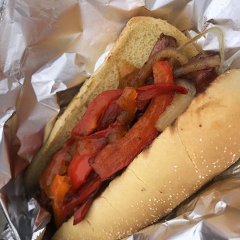 Anchor Town Dogs - Spicy reindeer with peppers and the chef's recommended apricot sauce. - Street Vendors Near Me - Anchorage, Alaska