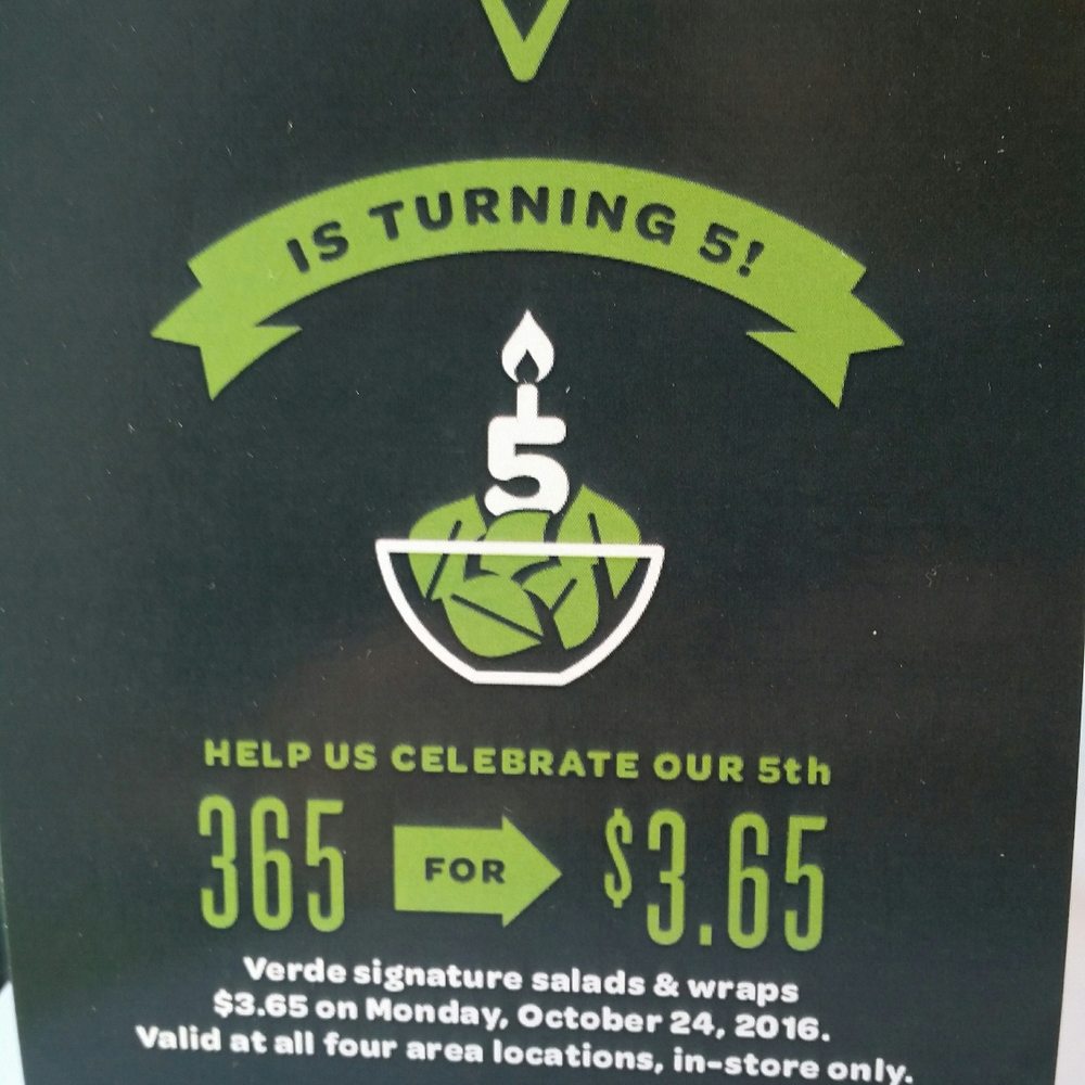 Verde - Just $3.65 for signature salad & wraps on Monday 10/24, instore only! - Salad Near Me - Mount Pleasant, South Carolina