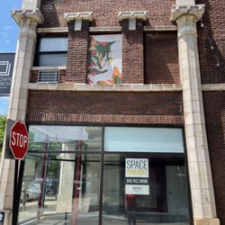 Clinton Avenue Street Art Gallery - Wide view of the alley cat up in the window.