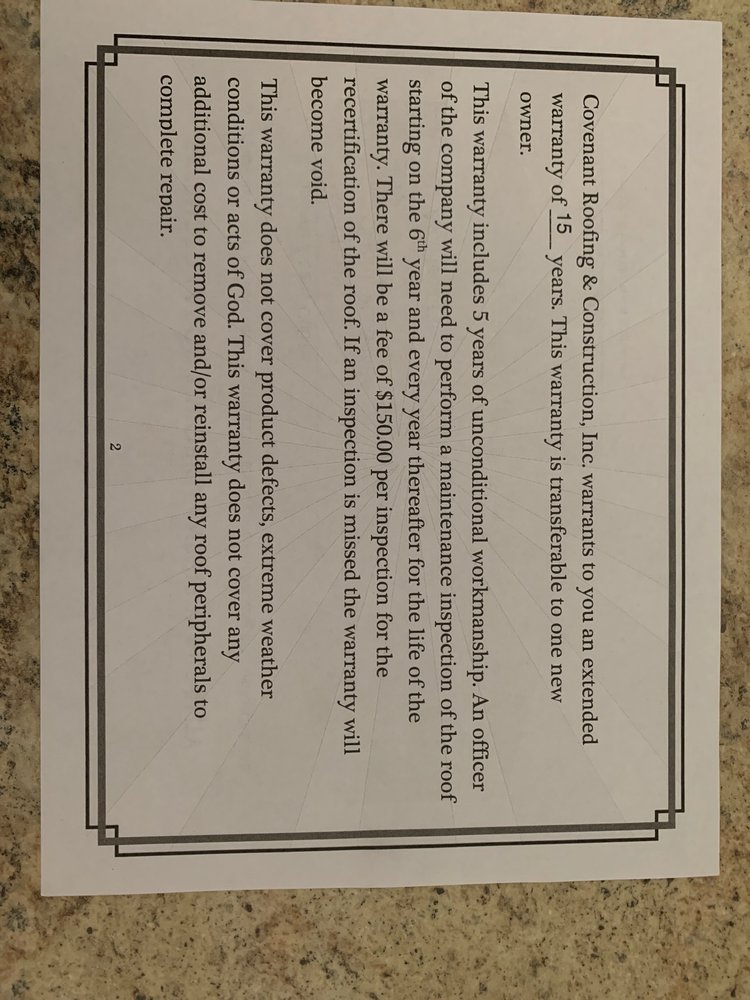 Slide of Covenant Roofing and Construction