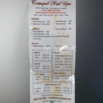 Tranquil Nail Spa - Little menu pamphlet you can grab - Nail Salons Near Me - San Mateo, California Tranquil Nail Spa - Little menu pamphlet you can grab - Nail Salons Near Me - San Mateo, California
