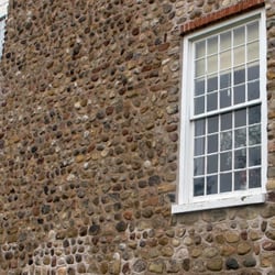 The Cobblestone Society & Museum - Cobblestone Society Museum - Childs Universalist Church constructed using fieldstones set in courses roughly 4 1/4" high.