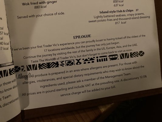 Menu photo 2 Trader Vic's London, XGL